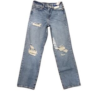 NWT Old Navy High-Rise‎ OG Loose Jeans Sz 4 High-Waisted Distressed 28x29